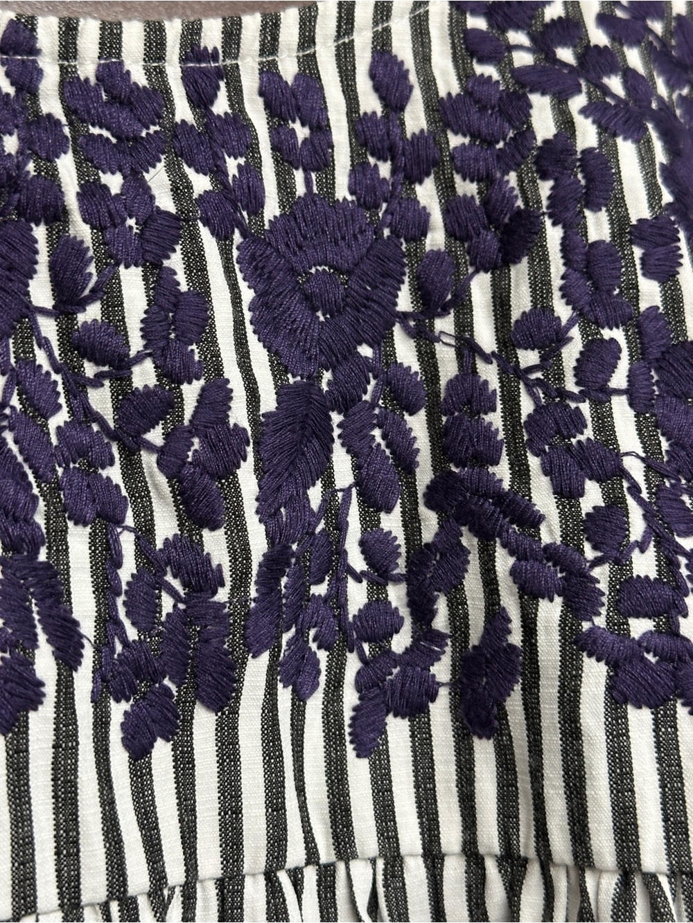 Spirit Dress Women’s cotton blouse with Purple Embroidered flowers - Picture 4 of 7
